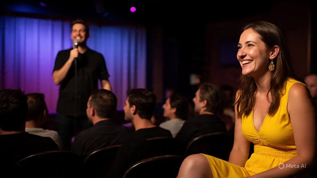 A Woman Watching Her Boyfriend Do Stand-Up Comedy