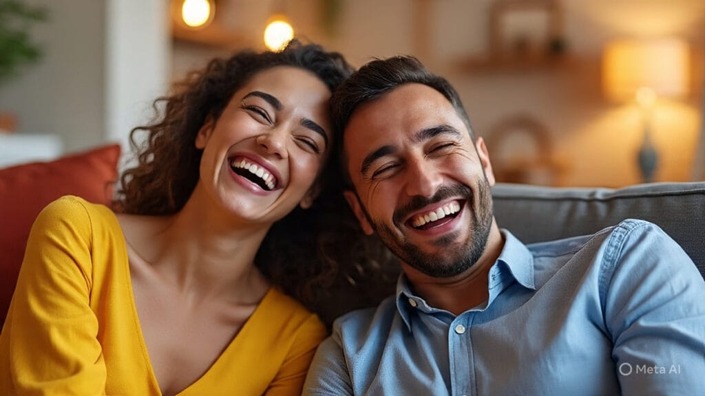 Man and Woman Laughing Together