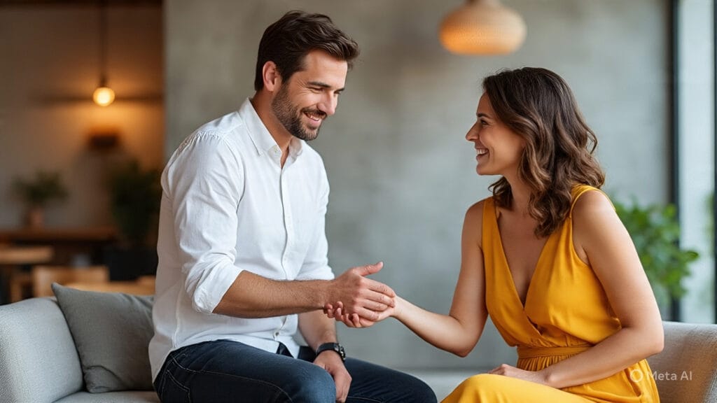 Man Giving a Compliment to a Woman