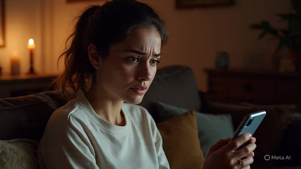 Woman Waiting for a Phone Call from Her Boyfriend