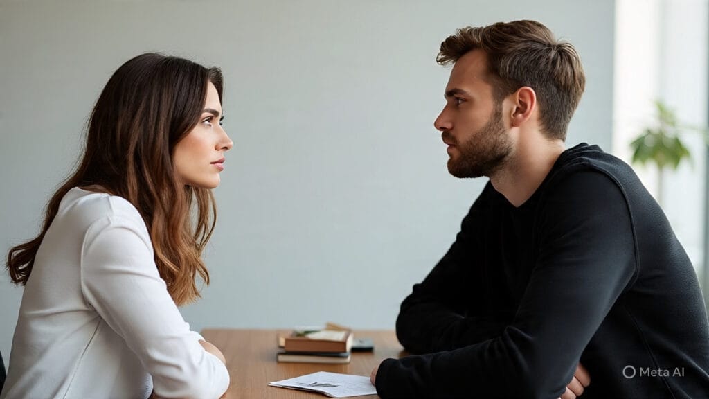 Boyfriend and Girlfriend Setting Boundaries After a Breakup
