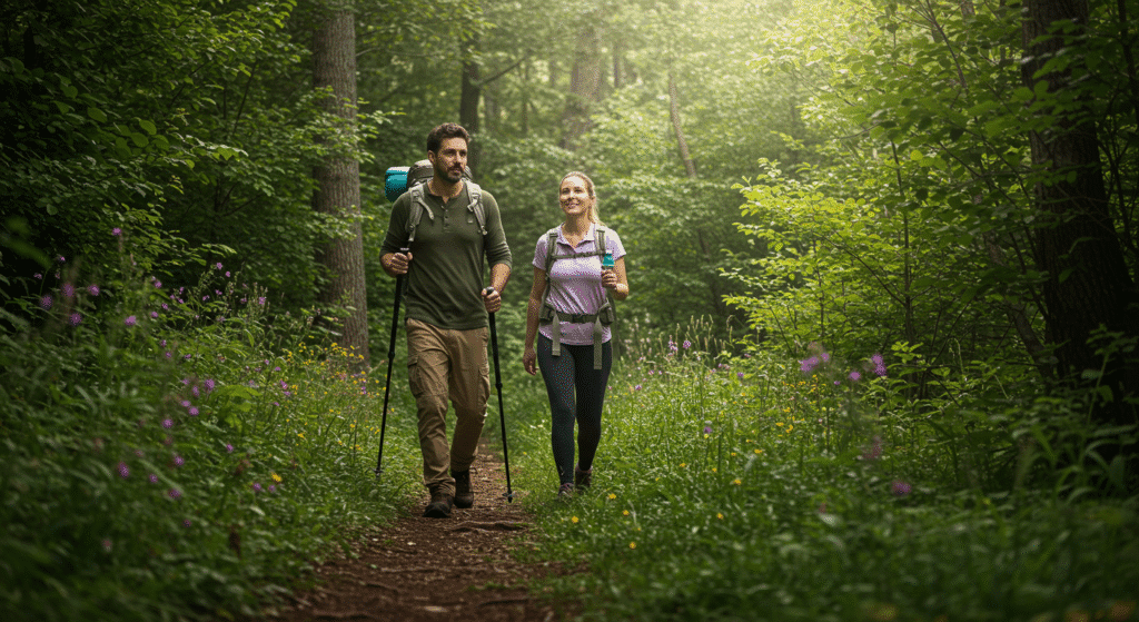 Man and Woman Hiking