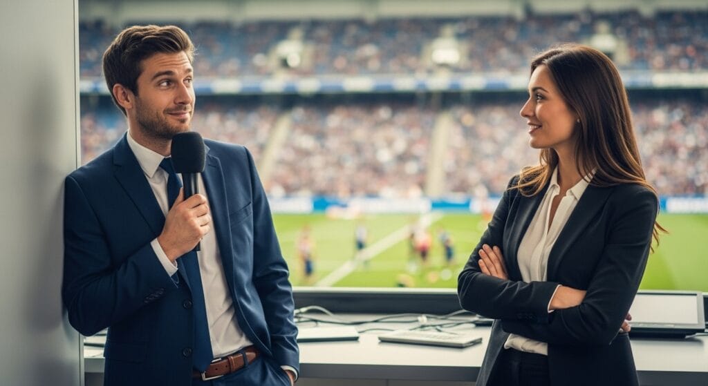 Sports Commentator Trying to Pick Up a Woman for a Date