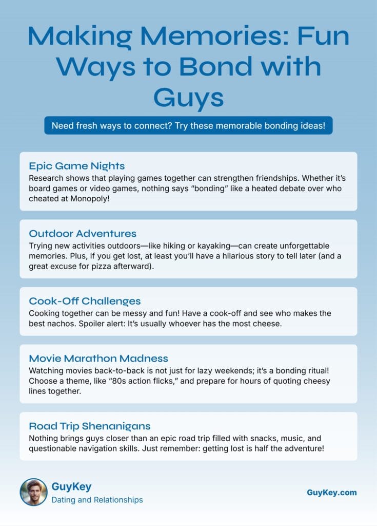 Fun Ways to Bond with Guys Infographic